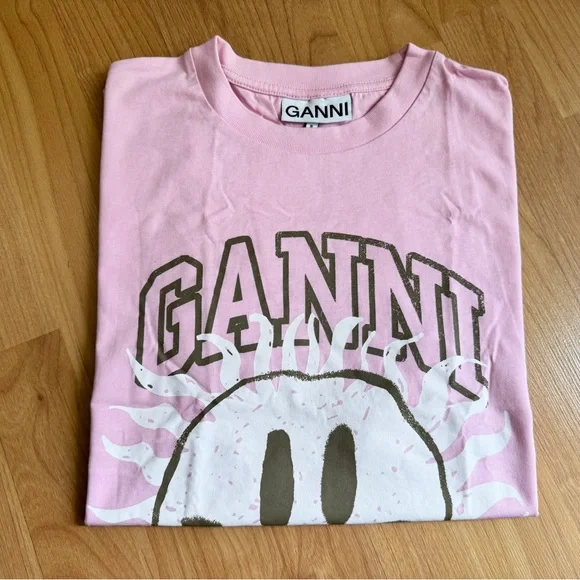 Ganni Smiley Organic Cotton T Shirt - Picture 3 of 5